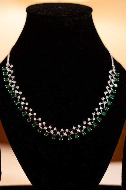 Neha Green CZ Diamond Necklace Set