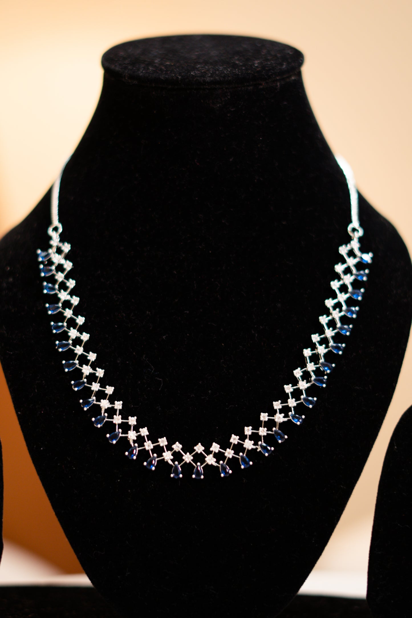 Neha Blue CZ Diamond Necklace Set